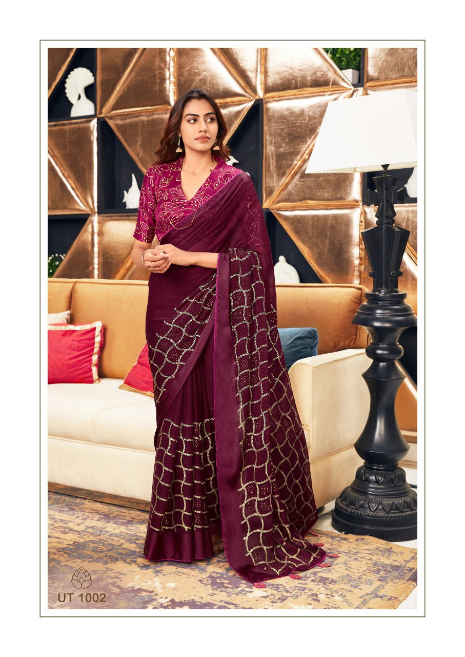 Sr Utsav Printed Chiffon Designer Fancy Party Wear Saree Collection